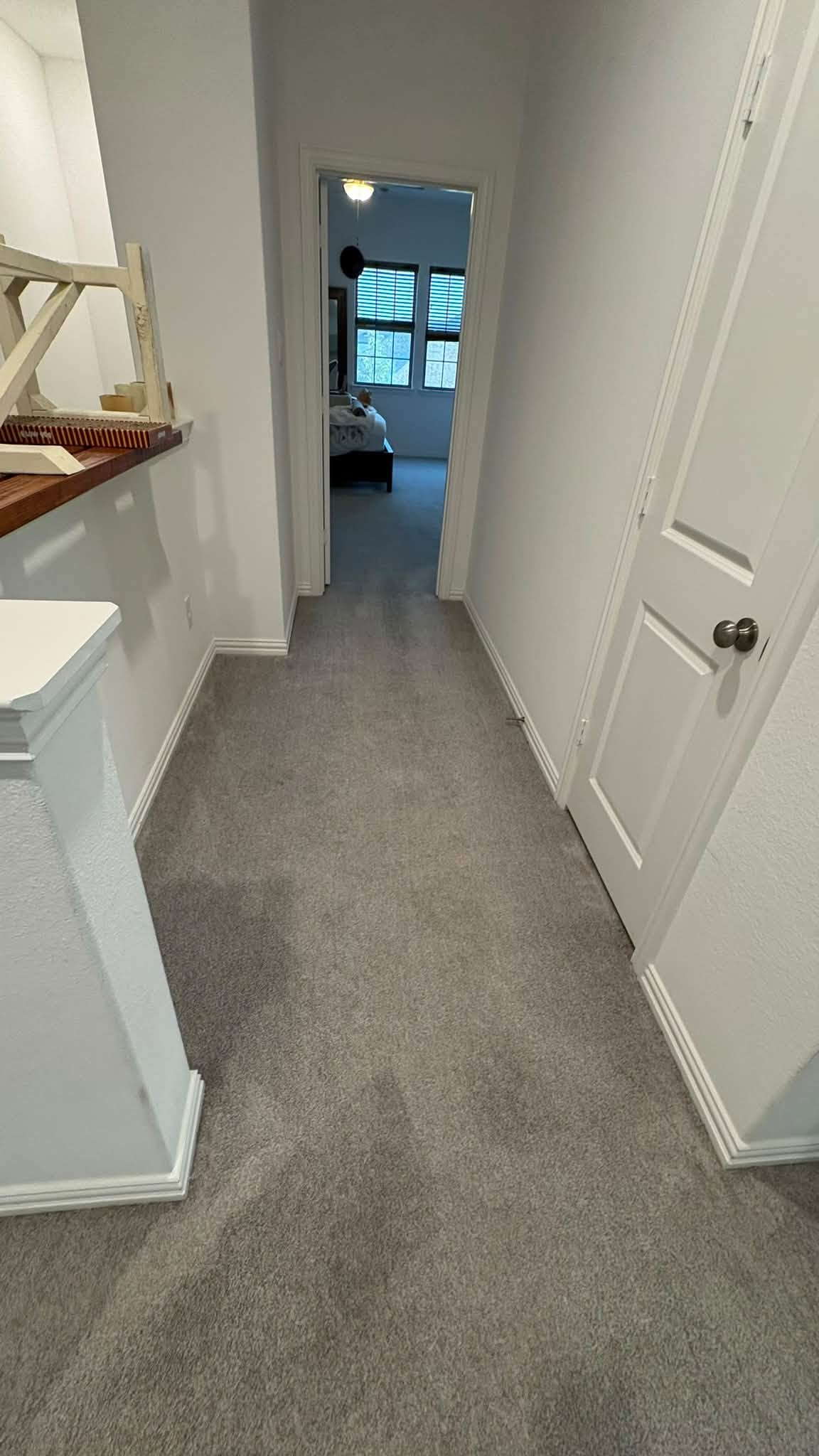Freshly cleaned hallway carpet