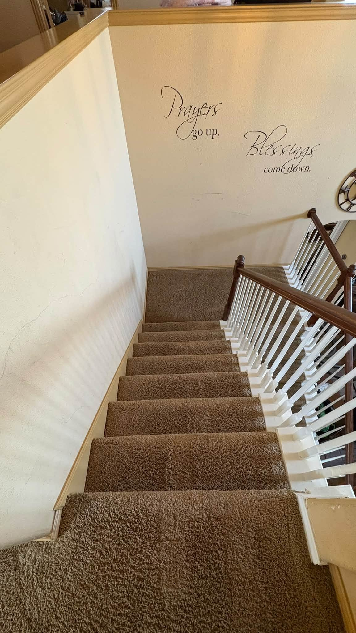 Clean carpeted stairs