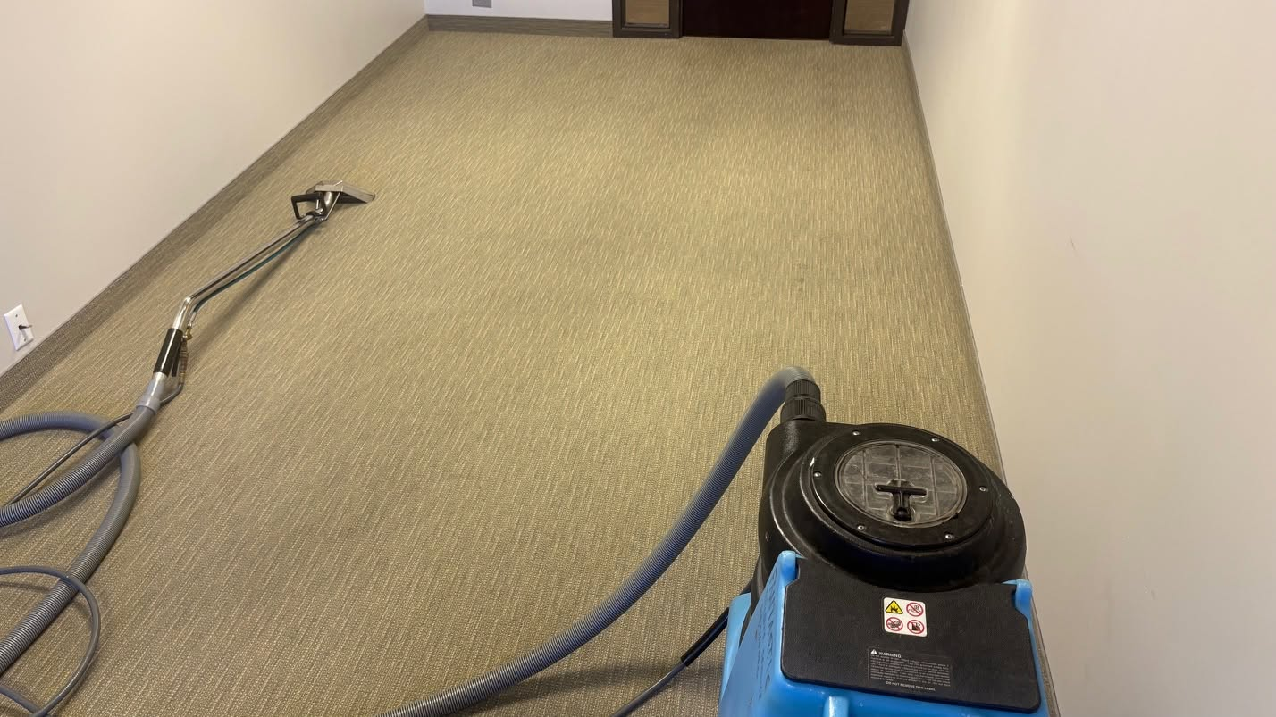 Professional carpet cleaning equipment in use